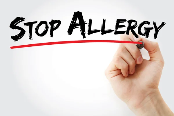 Hand writing Stop Allergy with marker — Stock Photo, Image