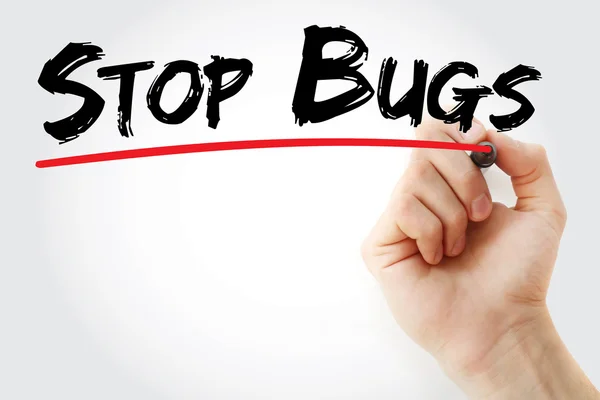 Escritura a mano Stop Bugs con marcador — Foto de Stock
