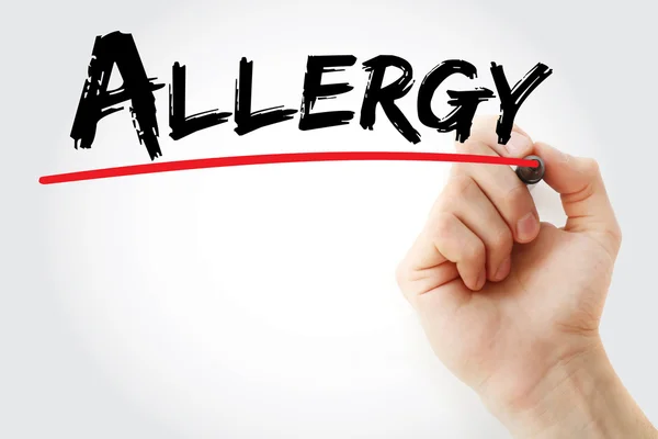 Hand writing Allergy with marker — Stock Photo, Image