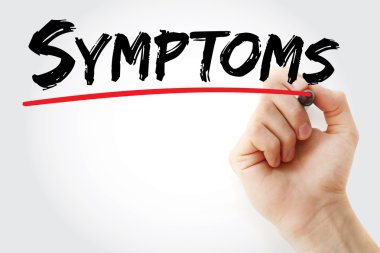 Hand writing Symptoms with marker clipart