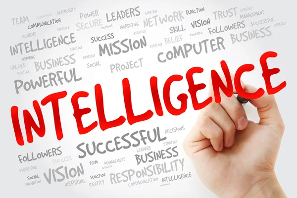 Hand writing Intelligence with marker — Stock Photo, Image