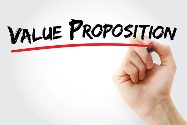 Hand schrijven Value Proposition — Stockfoto