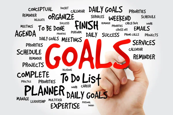 Hand writing Goals word cloud — Stock Photo, Image