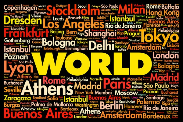 Wereld word cloud concept — Stockvector