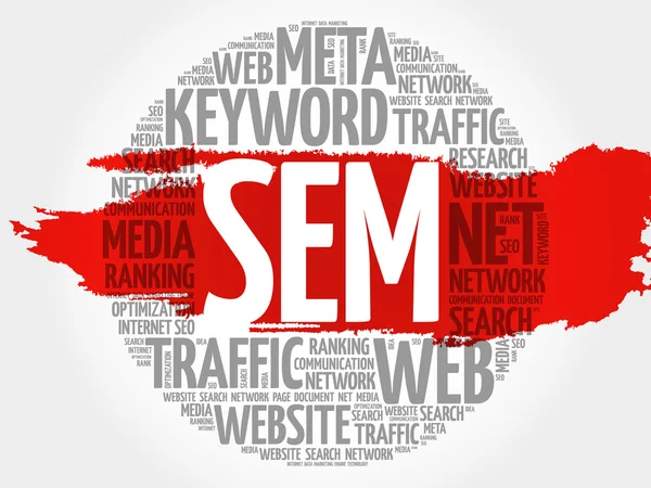 SEM - Search Engine Marketing nuvem de palavras — Vetor de Stock