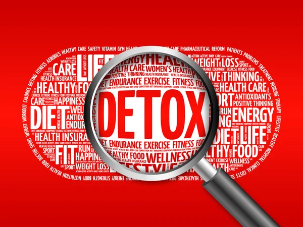 DETOX word cloud with magnifying glass — Stock Photo, Image