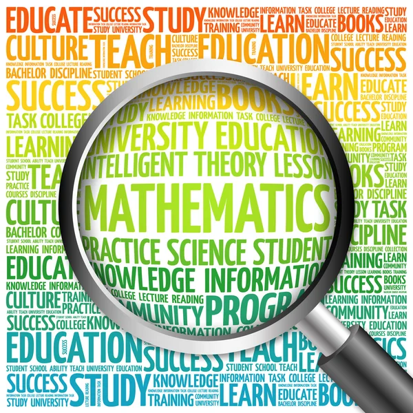 Nube de palabras matemáticas con lupa — Foto de Stock