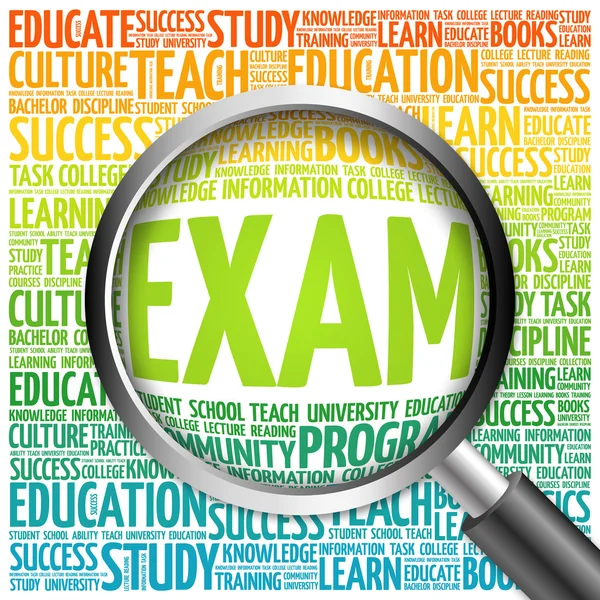 EXAM collage educación palabra — Foto de Stock