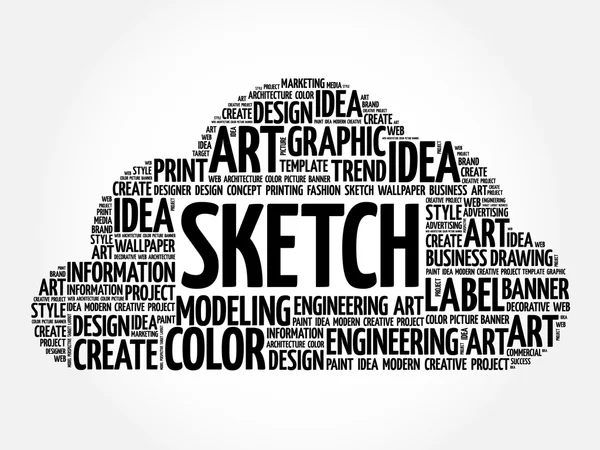 SKETCH word cloud, concept créatif — Image vectorielle