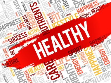 Sağlıklı kelime bulutu, fitness, spor
