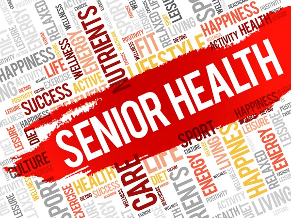 Senior gezondheid word cloud — Stockvector