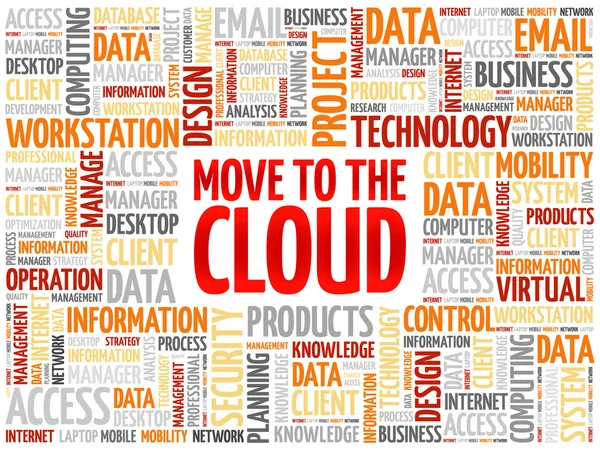 Mover a la nube palabra nube — Vector de stock