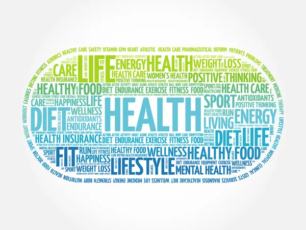 Hälsa word cloud, fitness — Stock vektor