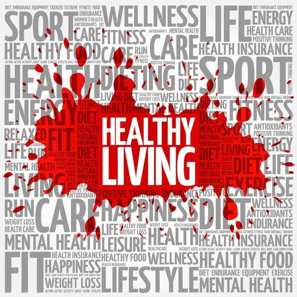 Healthy Living word cloud background — Stock Vector