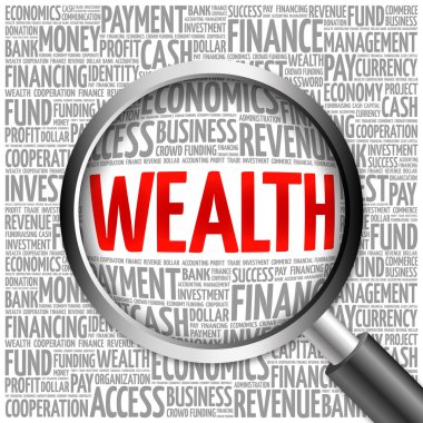 Büyüteç ile servet kelime bulutu