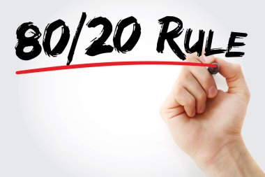 Hand writing 80 20 Rule with marker clipart