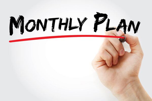 Hand writing Monthly Plan with marker