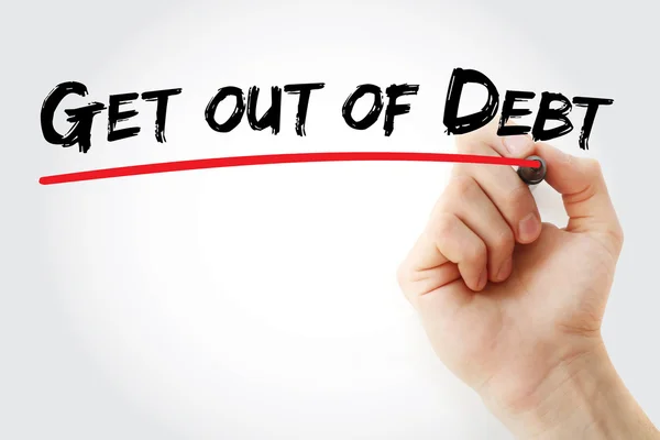 Hand writing Get out of Debt with marker — Stock Photo, Image