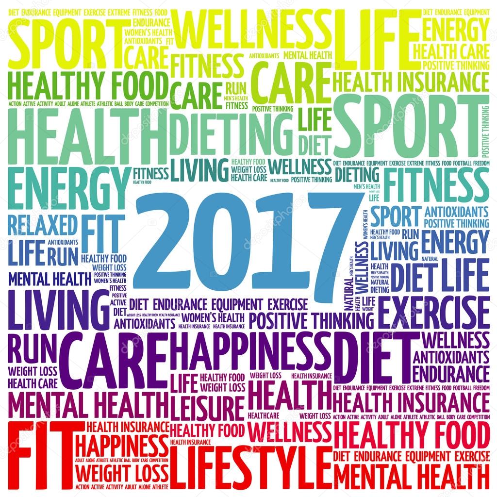 2017 word cloud collage, health concept