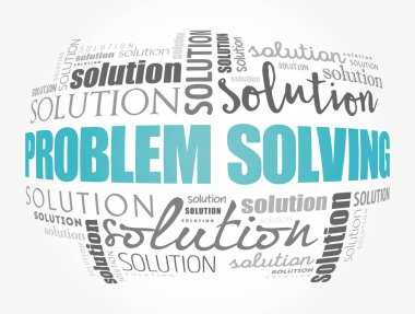 Problem çözme yardım kelime bulutu kolaj, iş kavramı arka plan