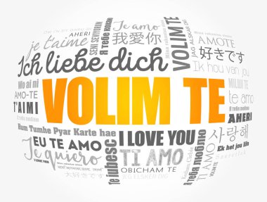 Volim te (ı Love You Hırvat içinde) kelime bulutu arka plan, dünyanın farklı dillerde