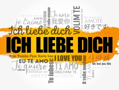 ICH LIEBE DICH (Almanca seni seviyorum) dünyanın farklı dillerinde kelime bulutu