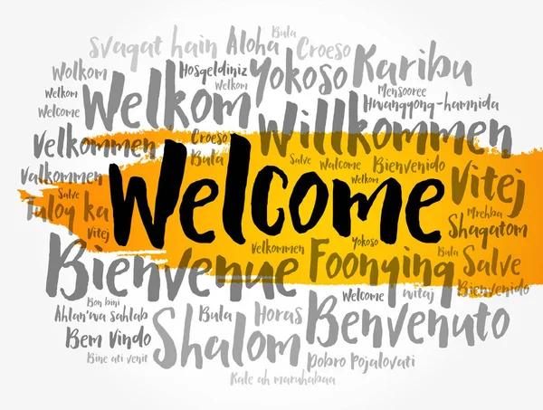 Welcome Word Cloud Different Languages Conceptual Background — Stock Vector