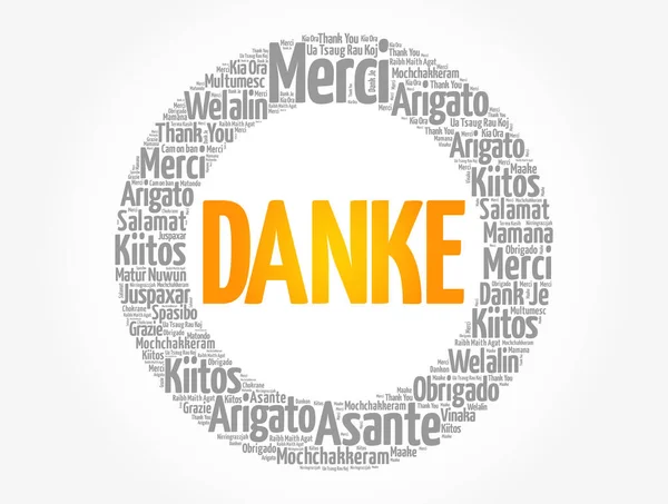 Danke ドイツ語でありがとう 異なる言語でのワードクラウドの背景 — ストックベクタ