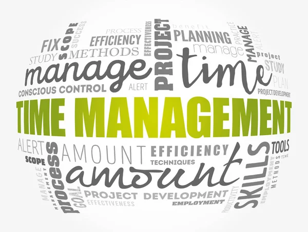 Time Management Słowo Chmura Collage Tło Koncepcji Biznesu — Wektor stockowy