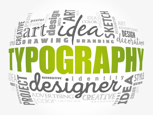 Typography Wort Wolke Collage Kreatives Konzept Hintergrund — Stockvektor