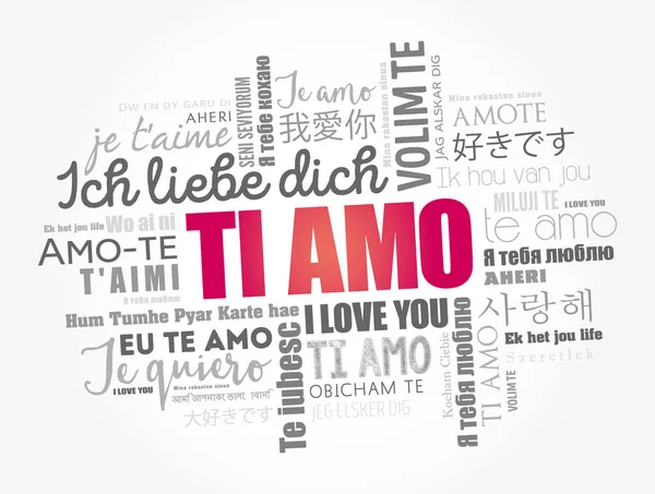 Amo Love You Olasz Nyelven Különböző Nyelveken Világ Szó Felhő — Stock Vector