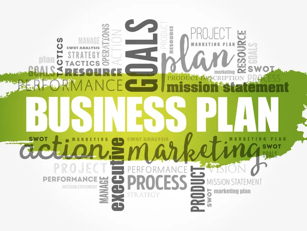 Business Plan Mot Nuage Collage Concept Entreprise Arrière Plan — Image vectorielle