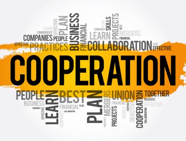 İşbirliği kelimesi bulut kolajı, iş konsepti geçmişi