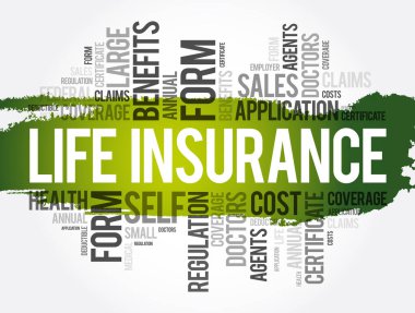 HAYAT Sigorta kelimesi bulut kolajı, sağlık konsepti geçmişi