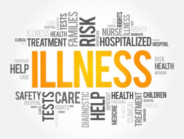 ILLNESS kelime bulut kolajı, sağlık konsepti geçmişi