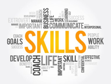 SKILLS kelime bulut kolajı, iş konsepti arka plan