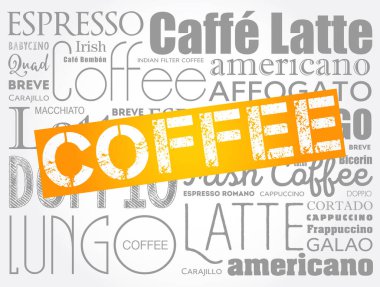 Kahve içenlerin listesi, bulut kolajı, poster geçmişi.