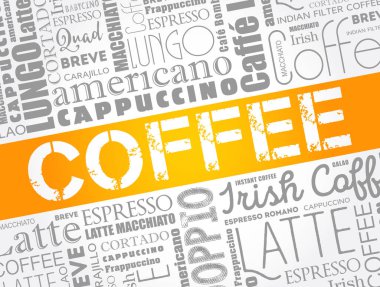 Kahve içenlerin listesi, bulut kolajı, poster geçmişi.