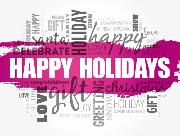 Happy Holidays Mot Nuage Collage Fond Concept Vacances — Image vectorielle