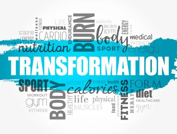 Трансформація Слово Хмара Фітнес Спорт Концепція Здоров — стоковий вектор