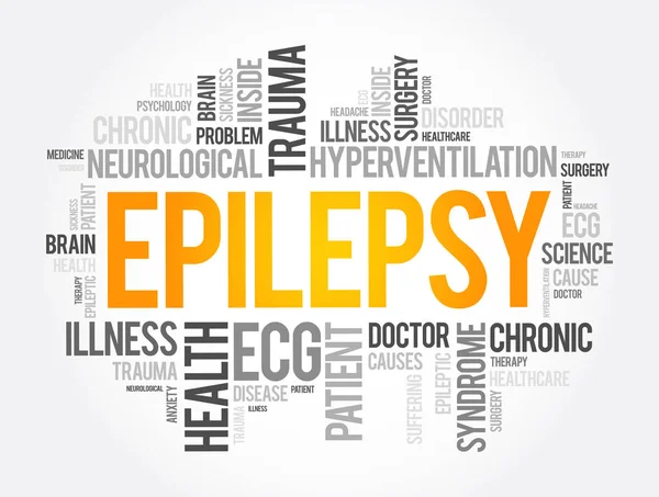 Epilepsia Palavra Nuvem Colagem Fundo Conceito Saúde —  Vetores de Stock