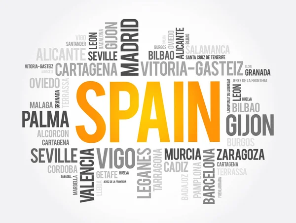 스페인의 Cloud Spanish Municities Business Travel 컨셉트 — 스톡 벡터