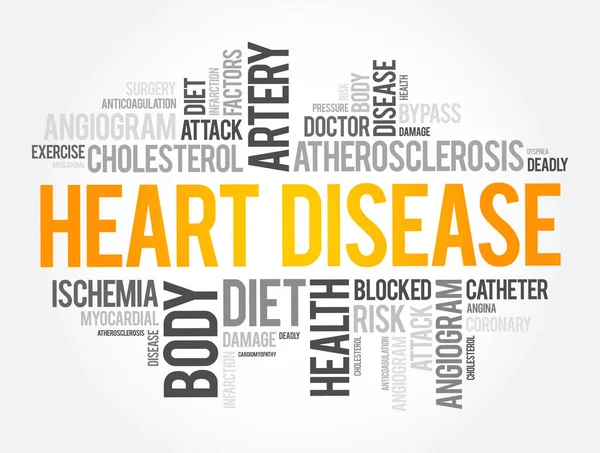 Heart Disease Word Collage Health Concept Background — стоковый вектор