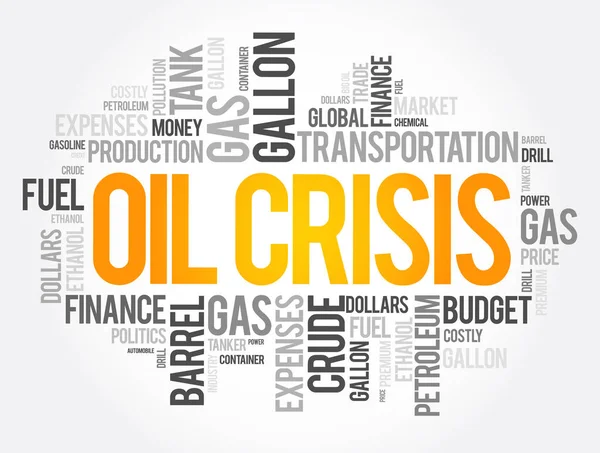 Palabra Crisis Del Petróleo Nube Collage Fondo Concepto Negocio — Archivo Imágenes Vectoriales