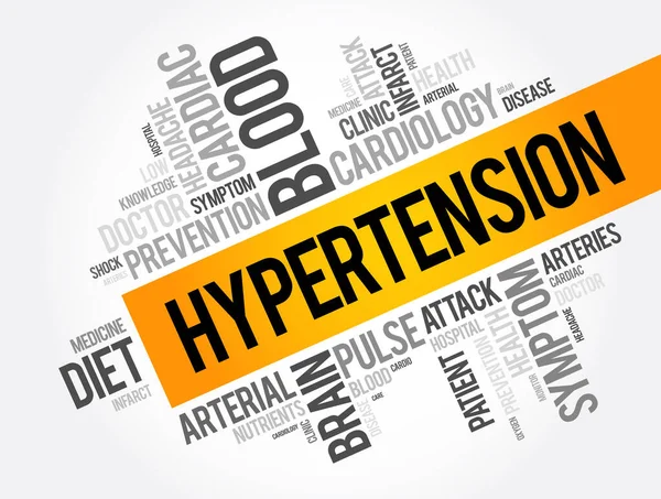 Yüksek tansiyon kelimesi bulut kolajı, sağlık konsepti geçmişi