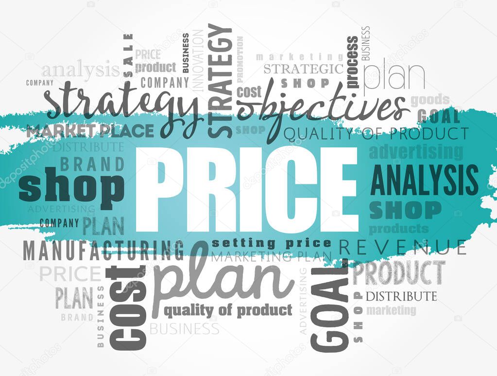 PRICE word cloud collage, business concept background