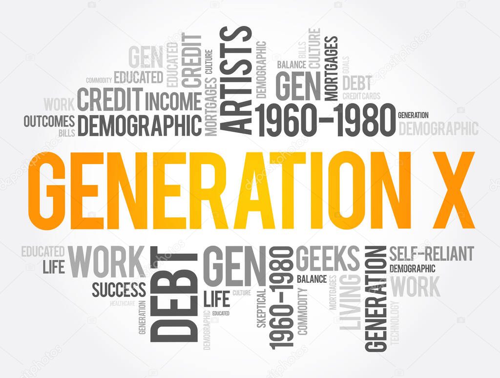Generation X Word Cloud Concept collage background