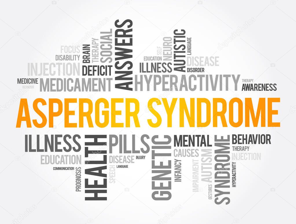 Asperger syndrome word cloud collage, health concept background