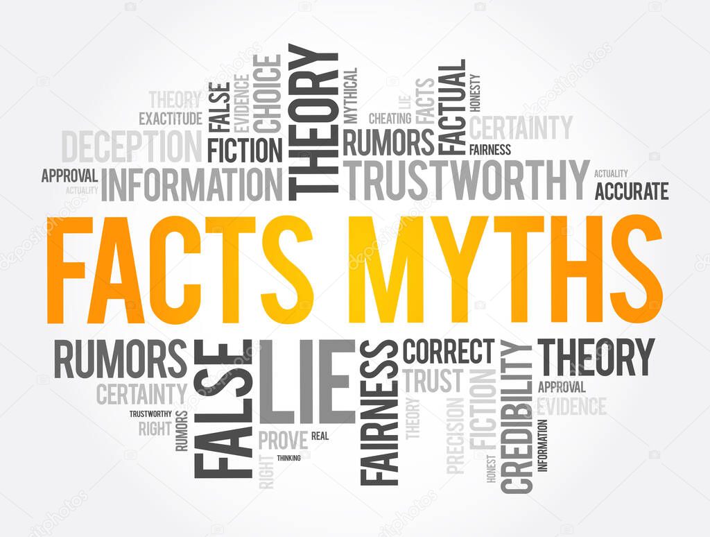 Facts - Myths word cloud collage, concept background