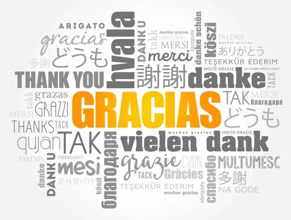 Gracias Σας Ευχαριστώ Στα Ισπανικά Σύννεφο Λέξη Διαφορετικές Γλώσσες — Διανυσματικό Αρχείο